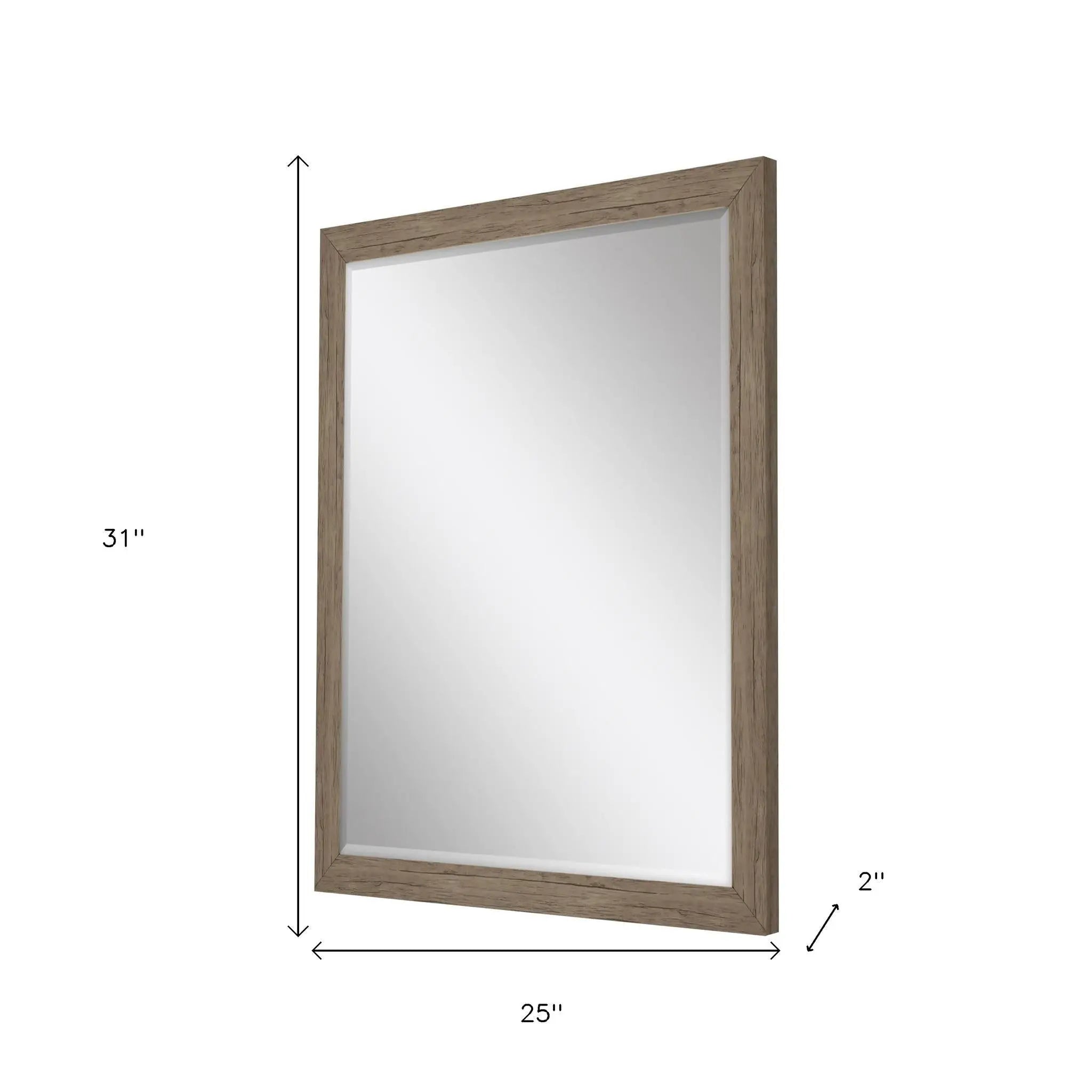 31" Light Brown Framed Accent Mirror Homeroots Bed & Bath