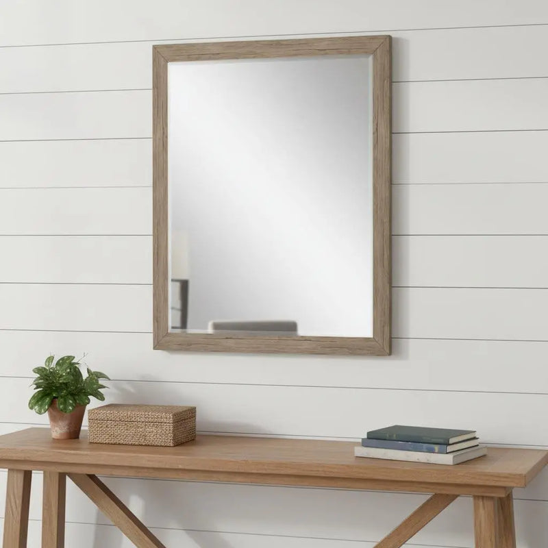 31" Light Brown Framed Accent Mirror Homeroots Bed & Bath
