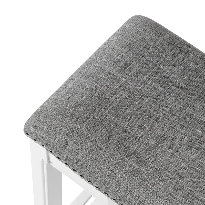 31" Light Gray And White Upholstered And Solid Wood Backless Bar Height Bar Chair Homeroots Living Room