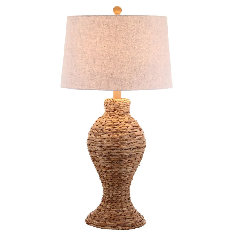 31" Natural Urn Table Lamp With Drum Shade Homeroots Lighting