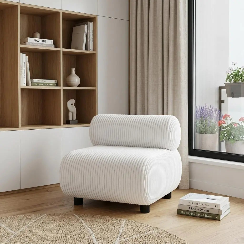 31" White And Black Corduroy And Upholstered Side Chair Homeroots Living Room