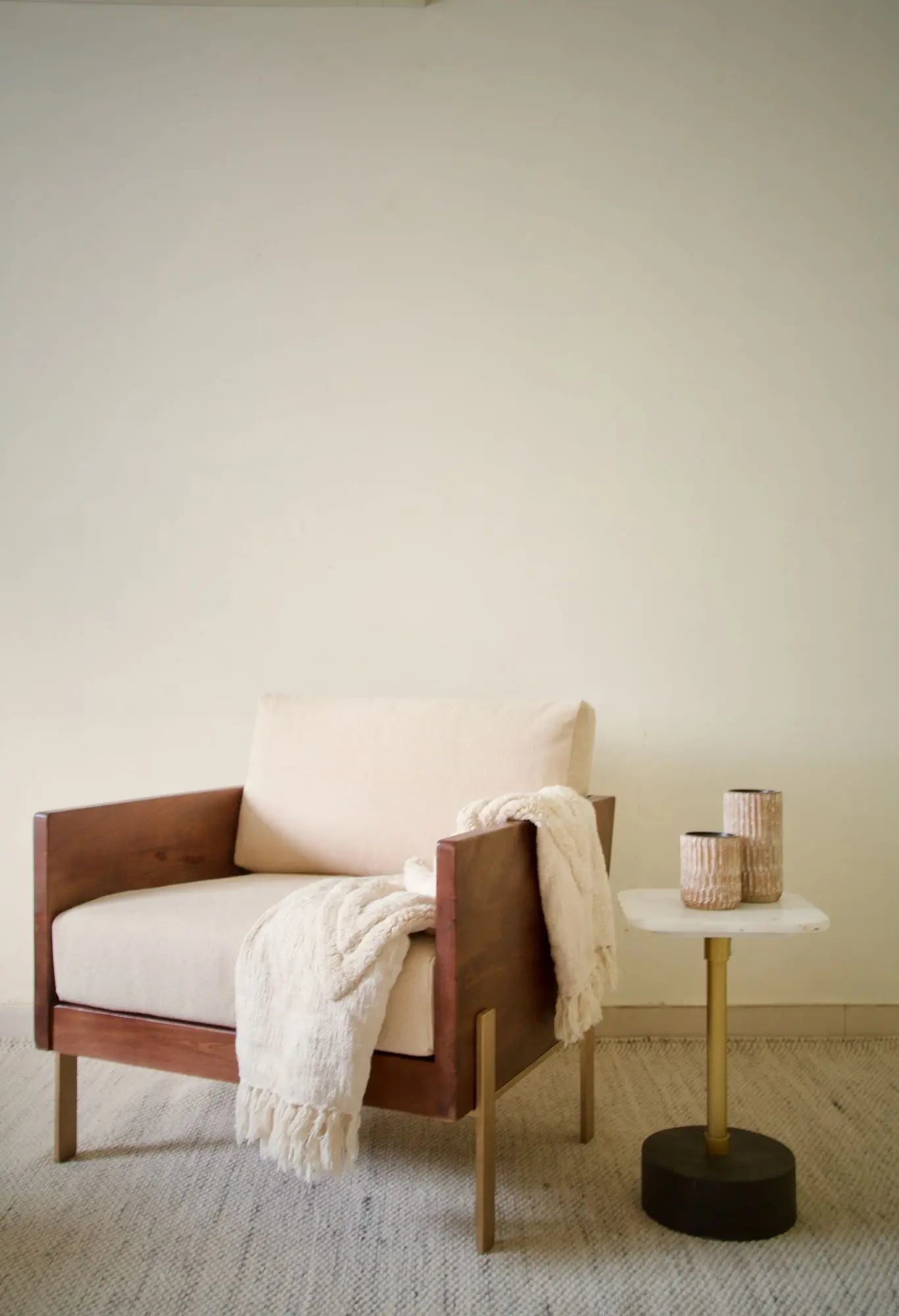 31" White Brown And Gold Top Grain Leather Arm Chair Homeroots Living Room