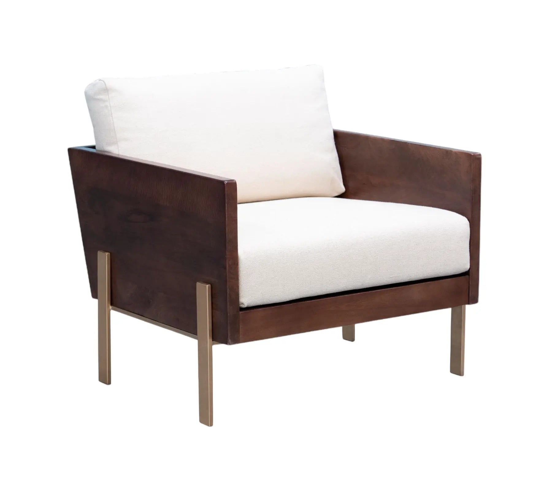 31" White Brown And Gold Top Grain Leather Arm Chair Homeroots Living Room
