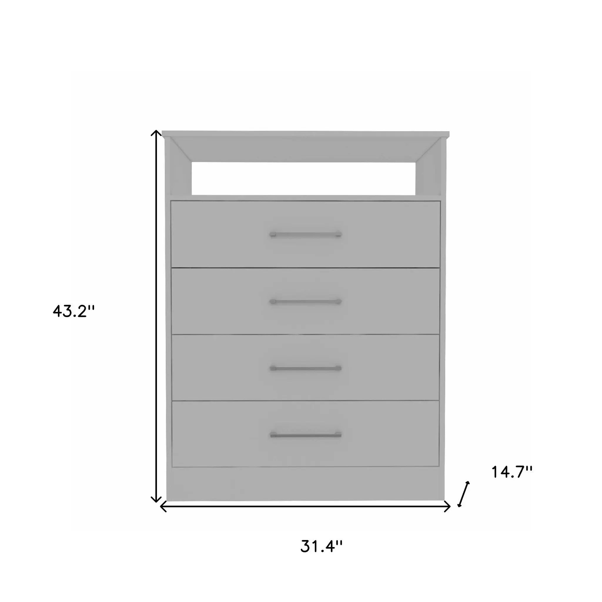 31" White Wood Four Drawer Dresser Homeroots Bed & Bath