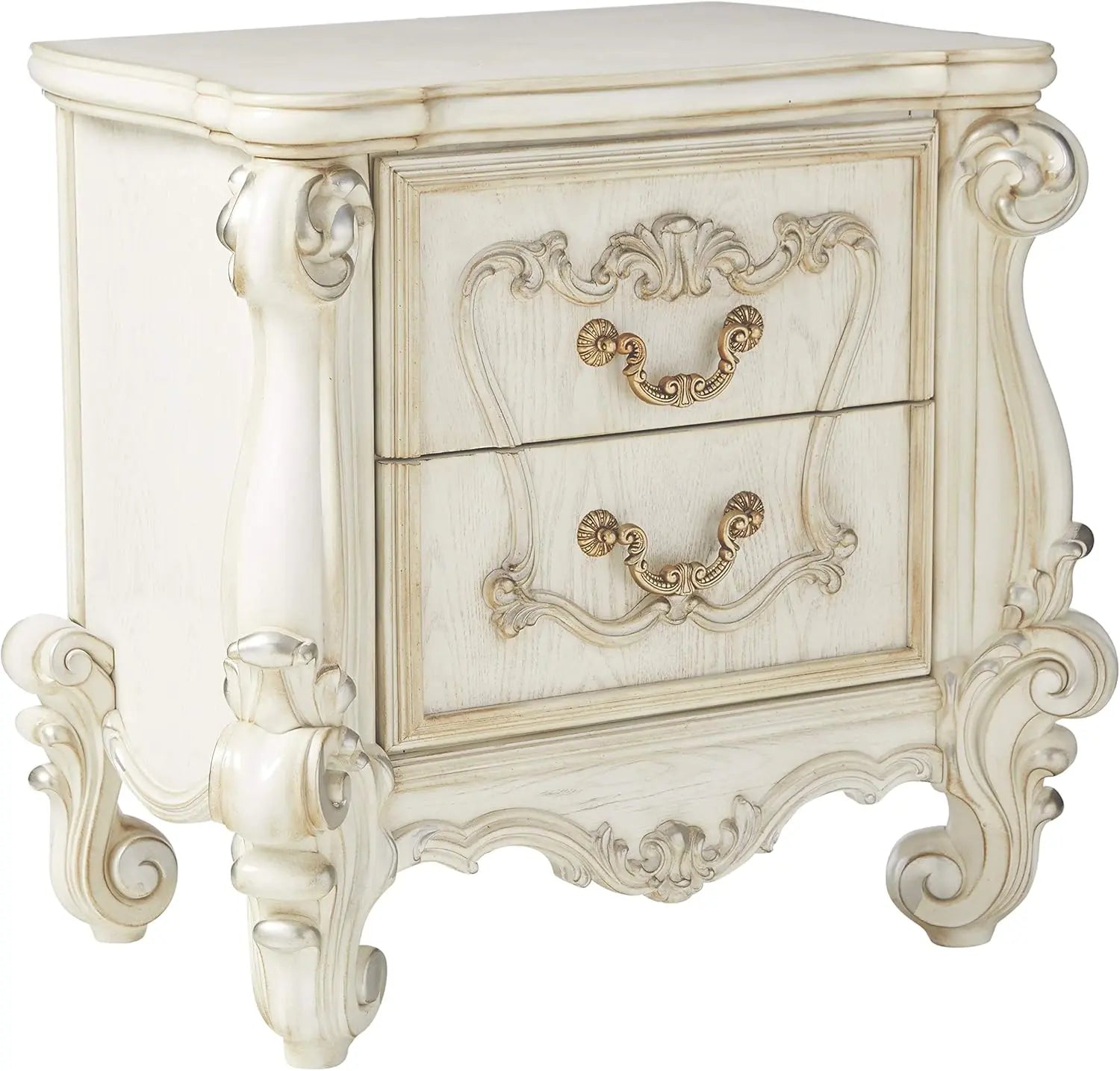 31" White Wood Two Drawer Nightstand Homeroots Bed & Bath