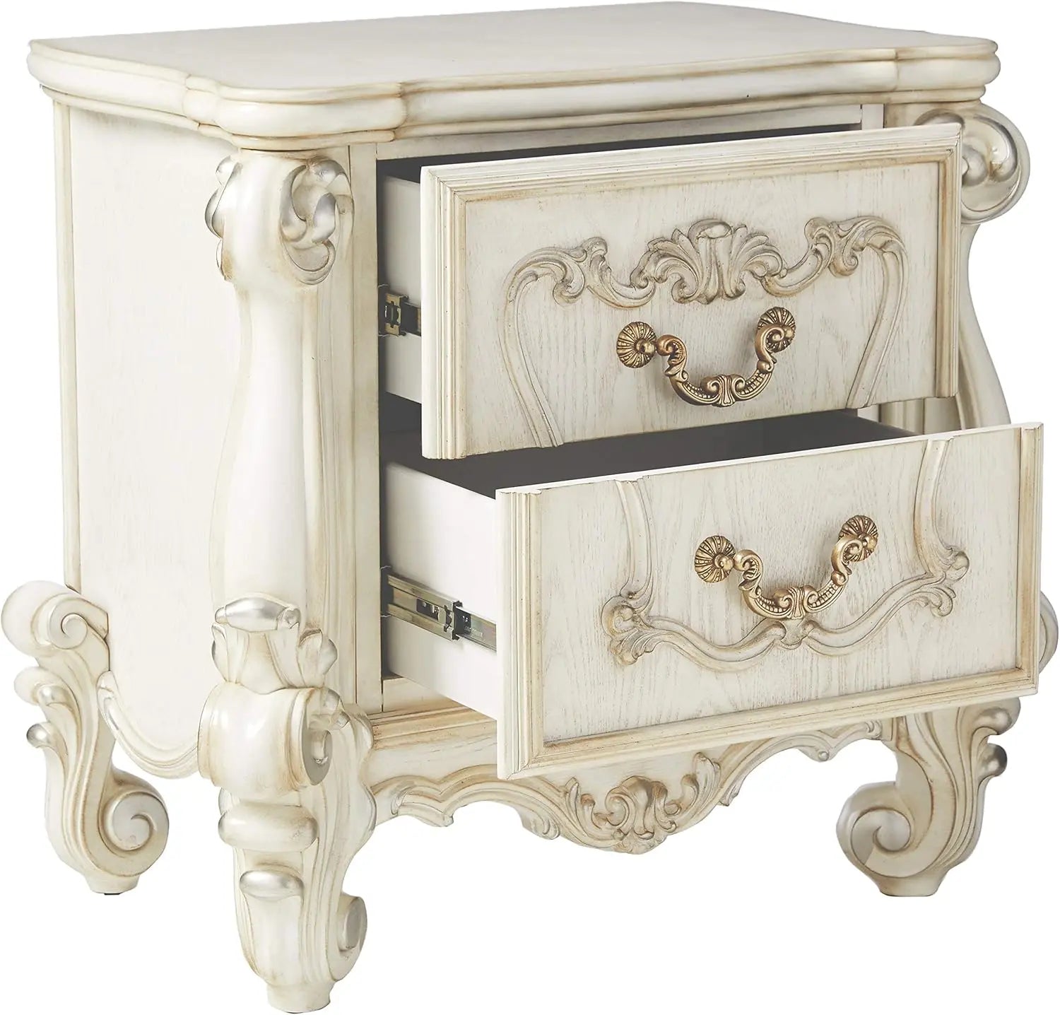 31" White Wood Two Drawer Nightstand Homeroots Bed & Bath