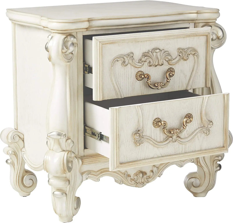 31" White Wood Two Drawer Nightstand Homeroots Bed & Bath