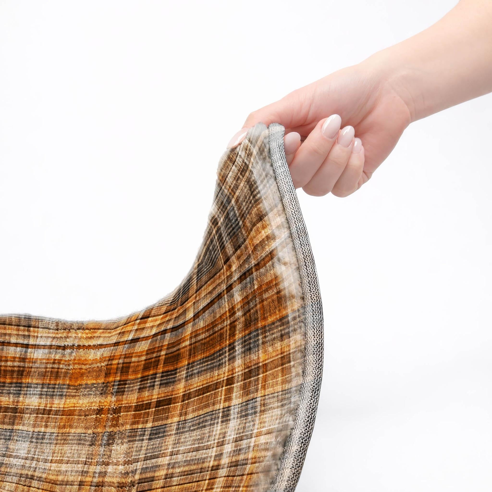 10' X 14' Terra Cotta And Taupe Plaid Shag Washable Area Rug With UV Protection - Home & Garden