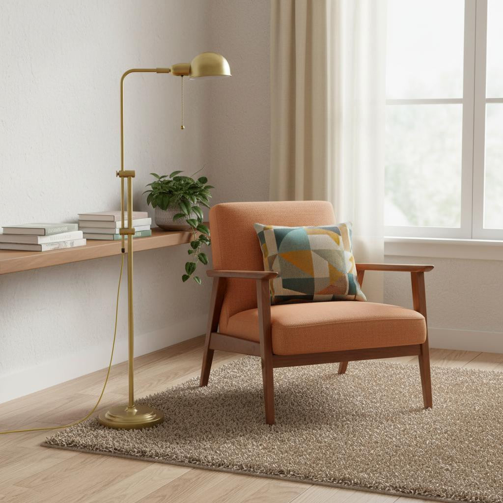 58" Brass Adjustable Floor Lamp With Bronze Dome Shade - Lighting
