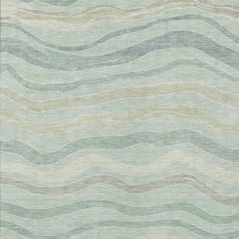 3' X 5' Sage And Taupe Striped Washable Indoor Outdoor Area Rug
