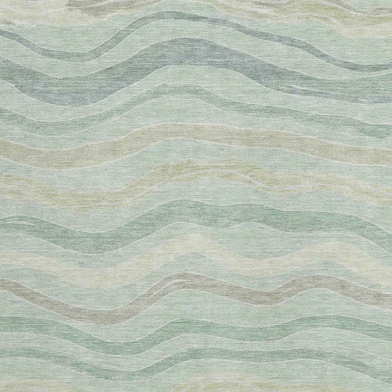 8' X 10' Sage And Taupe Striped Washable Indoor Outdoor Area Rug