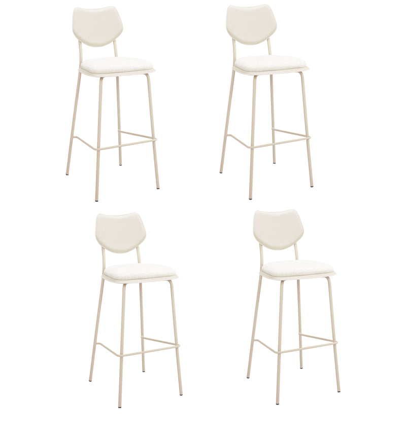 Set of Four 30" Gray Polyester and Wood Low Back Bar Height Bar Chairs - GreatEagleInc