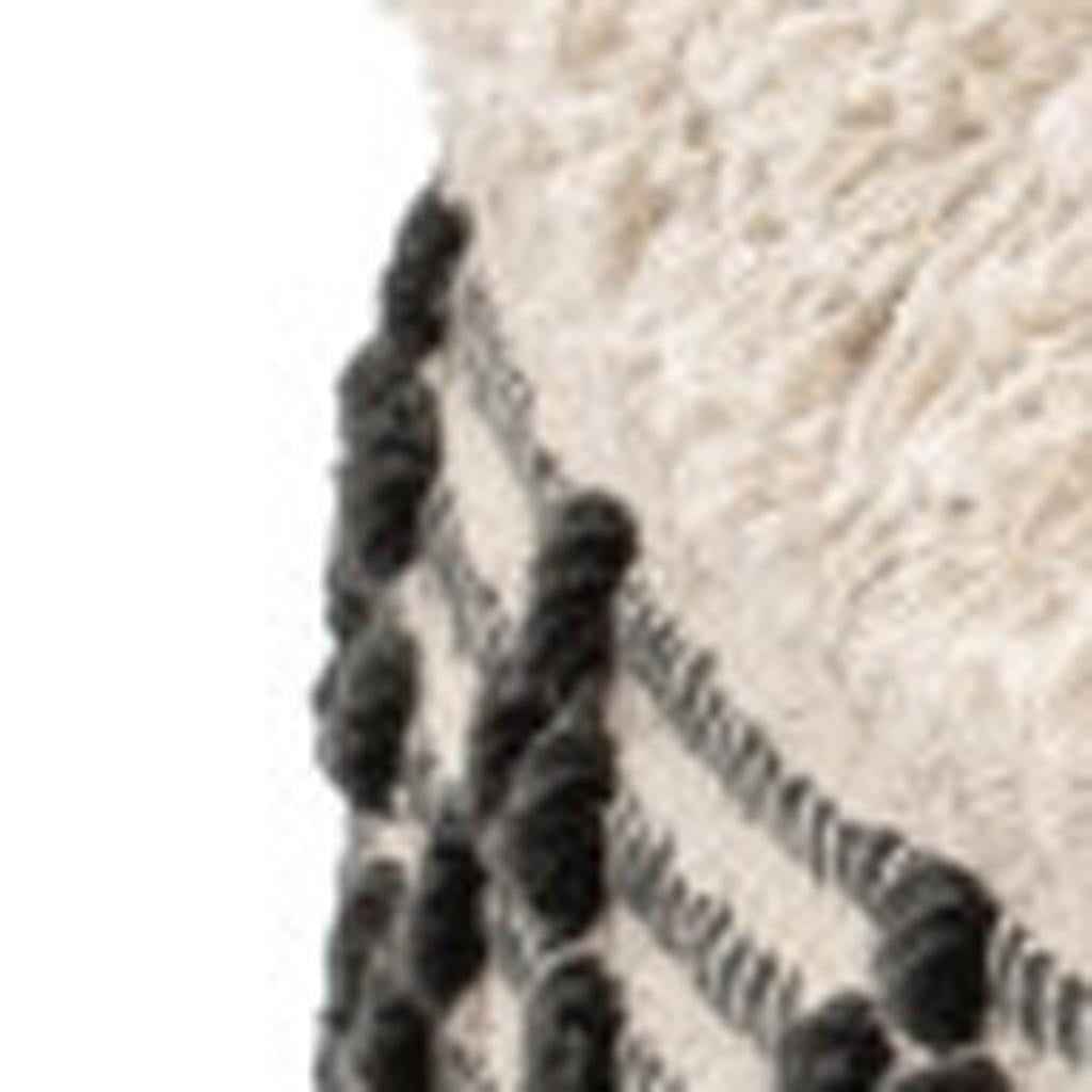 24" Black Cotton Round Ottoman