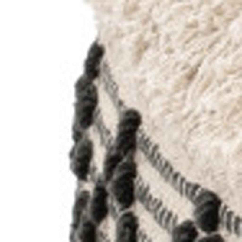 24" Black Cotton Round Ottoman