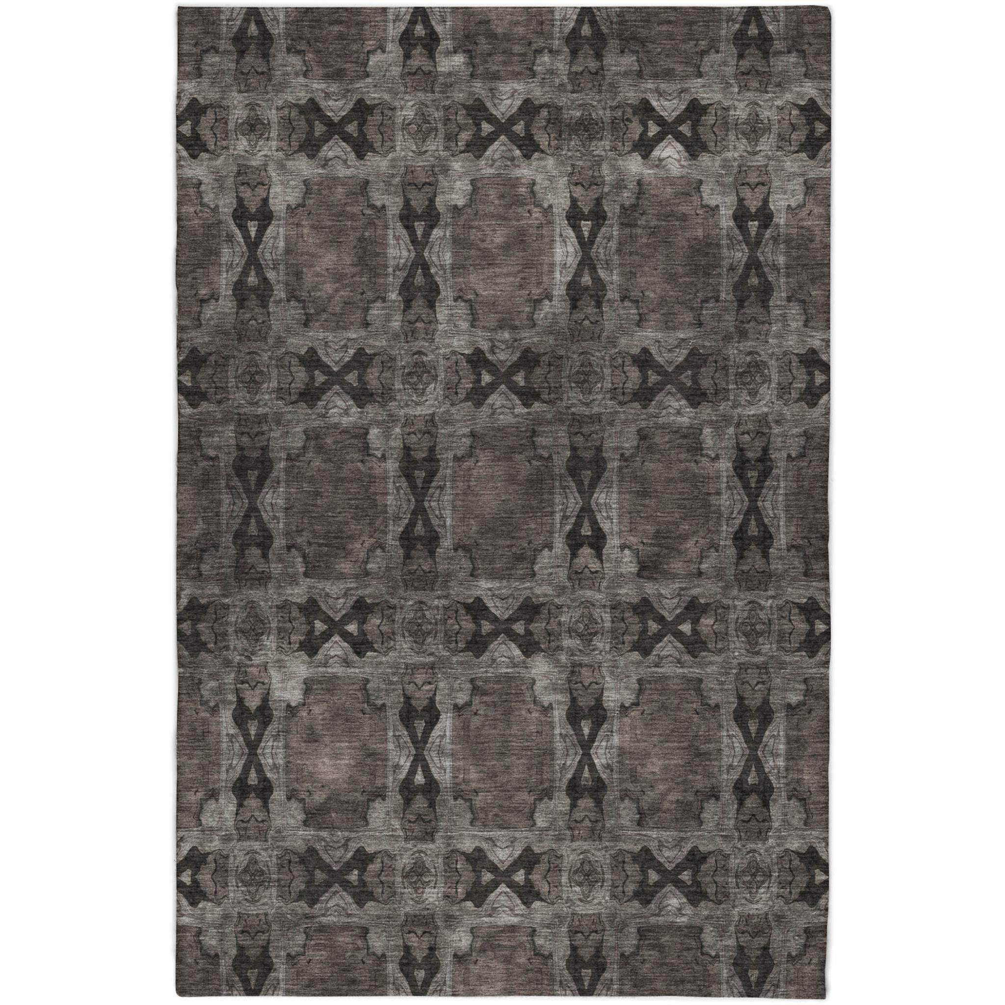 10' X 14' Gray And Charcoal Geometric Shag Washable Area Rug With UV Protection - Home & Garden