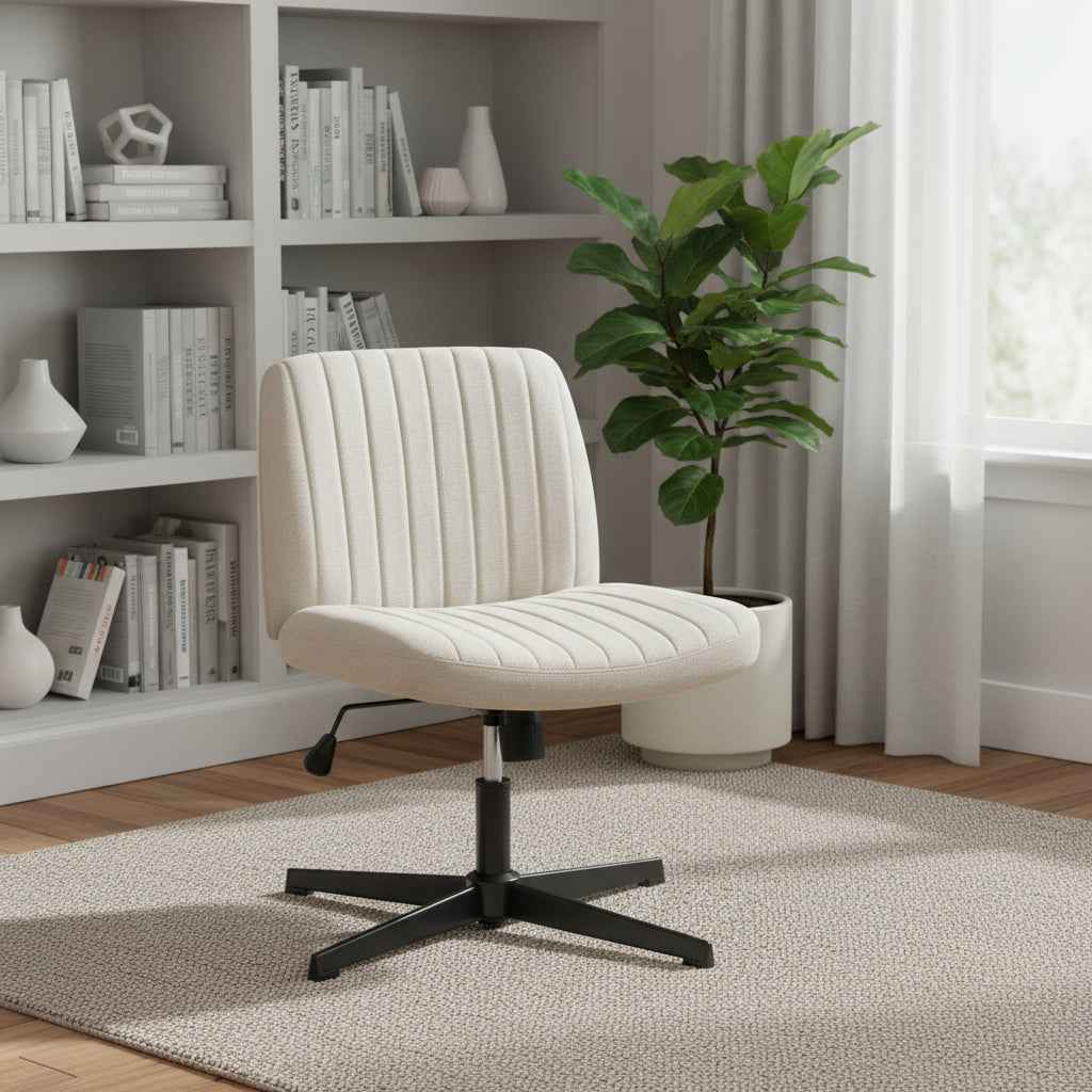 19" Black Tufted Swivel Lounge Chair