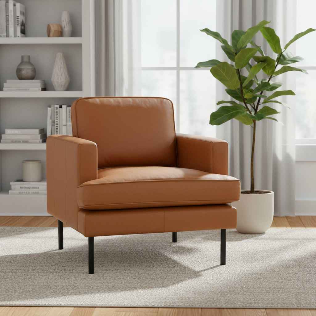 33" Brown Upholstered Arm Chair