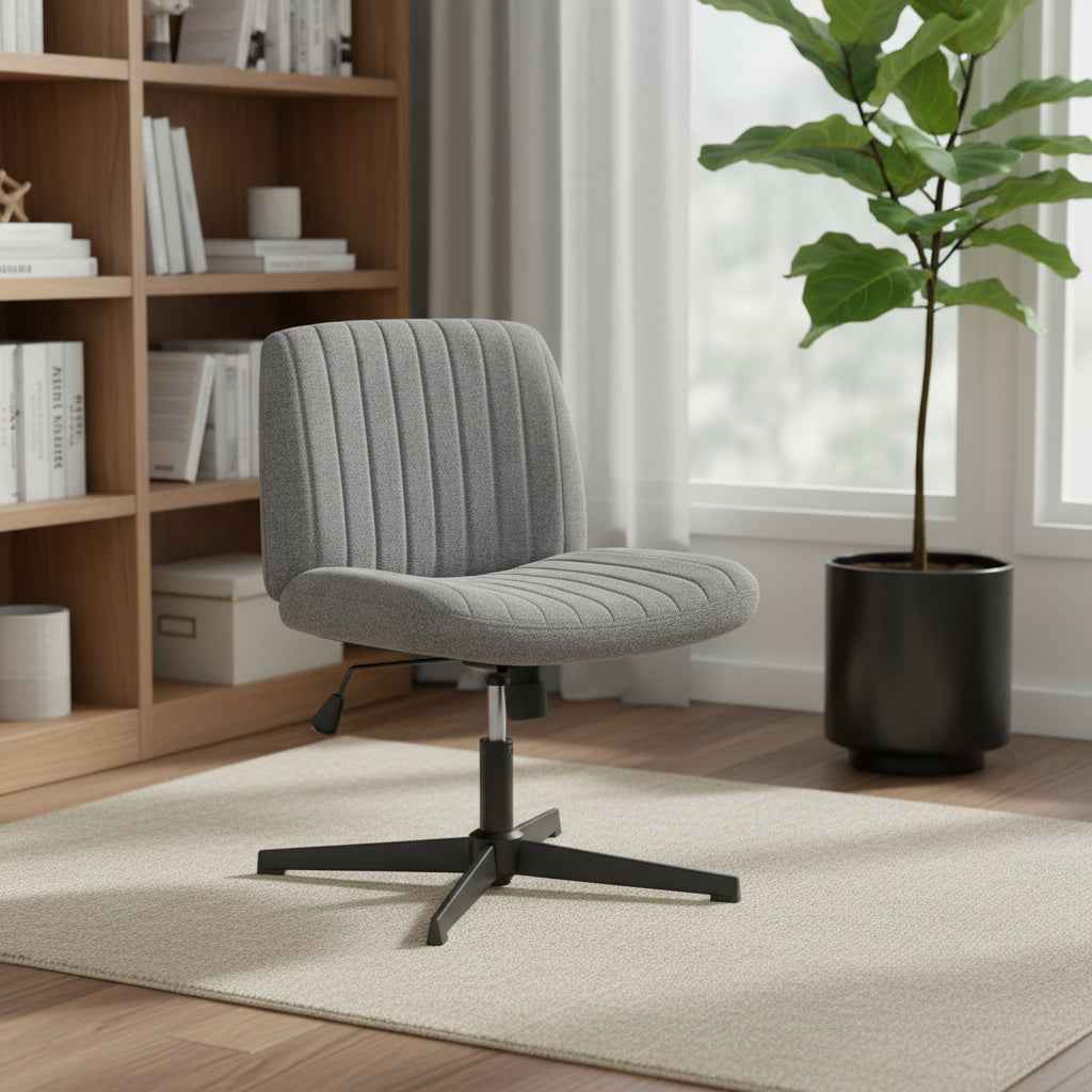 19" Black Tufted Swivel Lounge Chair