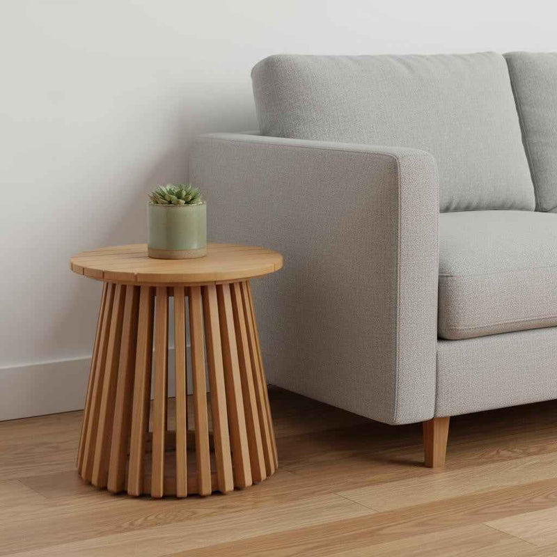 16" Natural Solid Wood Round Pedestal End Table