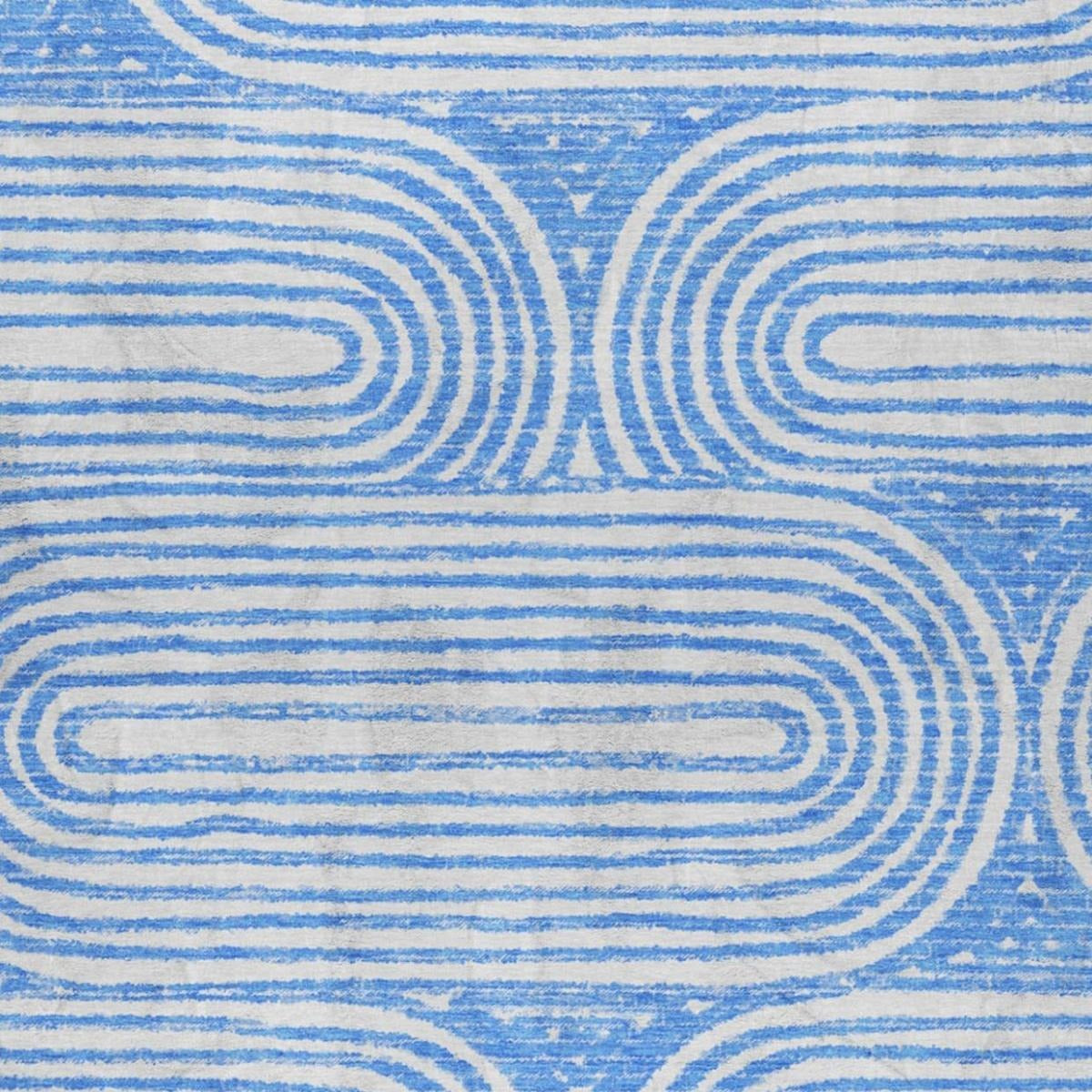 10' X 14' Blue And Ivory Geometric Shag Washable Area Rug With UV Protection - Home & Garden
