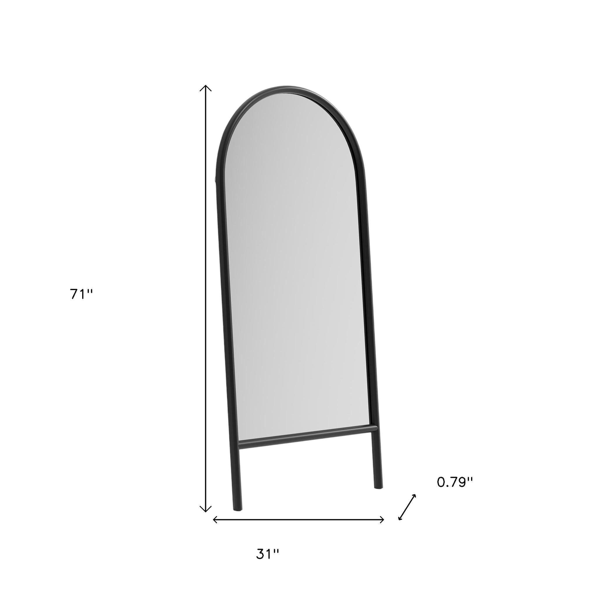 71" Black Solid Wood Arch Freestanding Framed Full Length Mirror - Bed & Bath