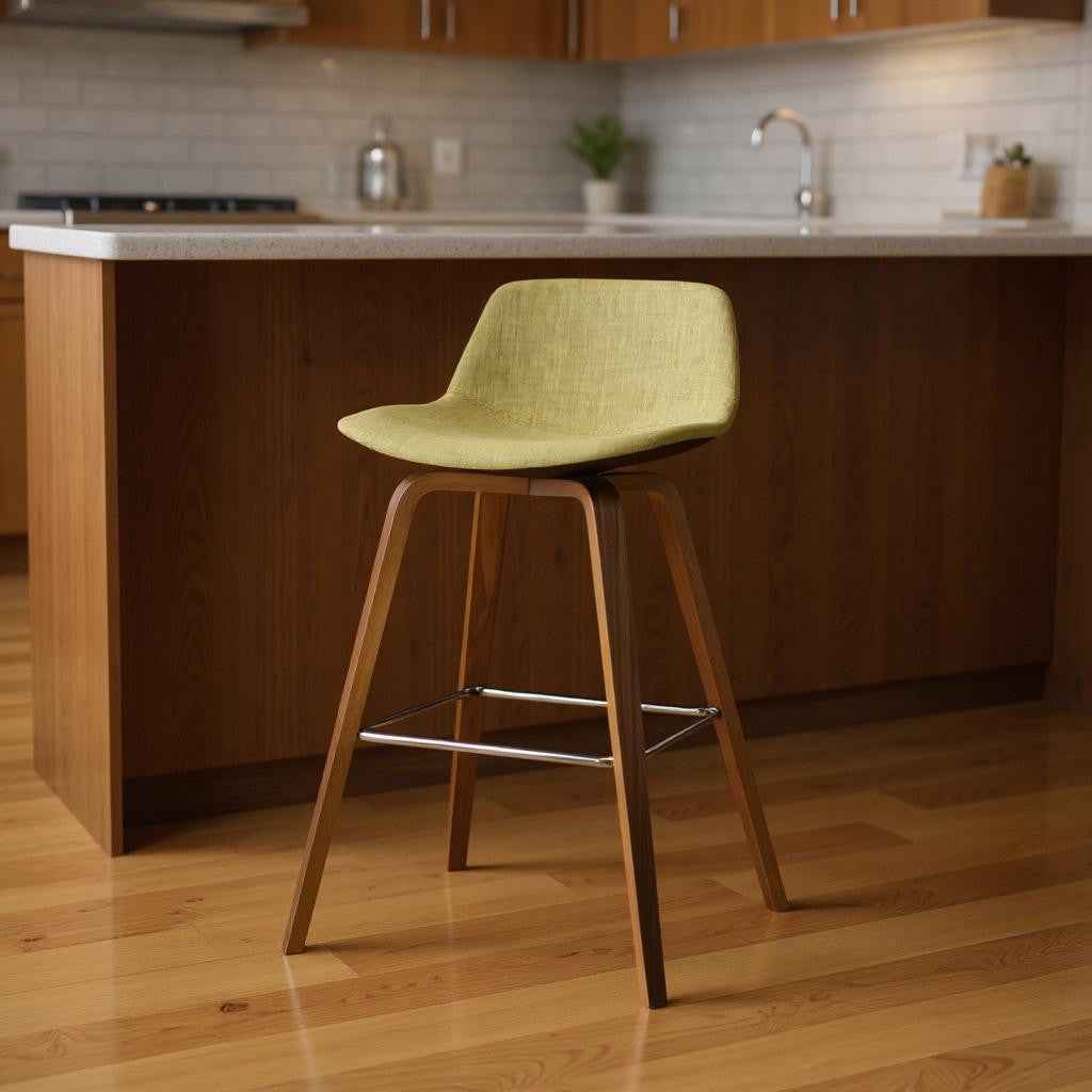 28" Green Wood Backless Counter Height Bar Chair