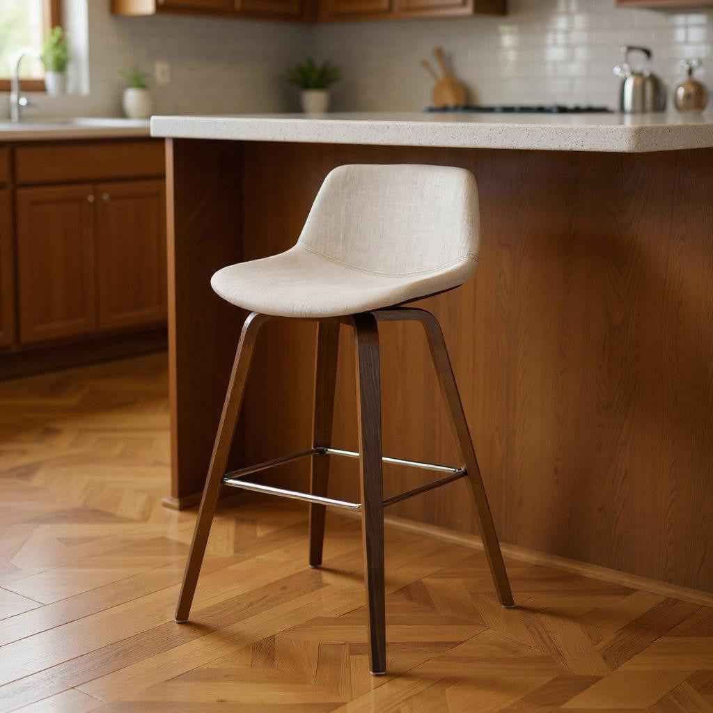 28" Natural Wood Backless Counter Height Bar Chair