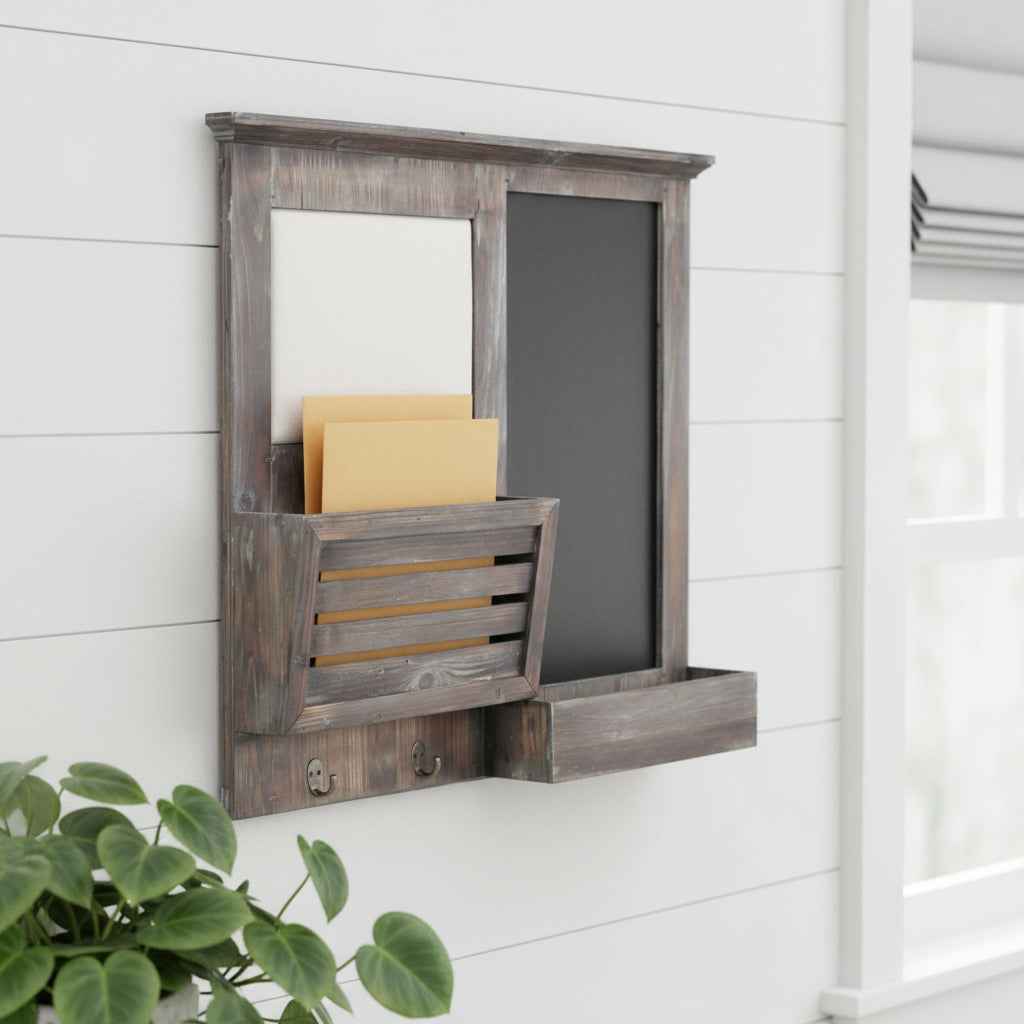 30" Brown Solid Wood Paper Organizer