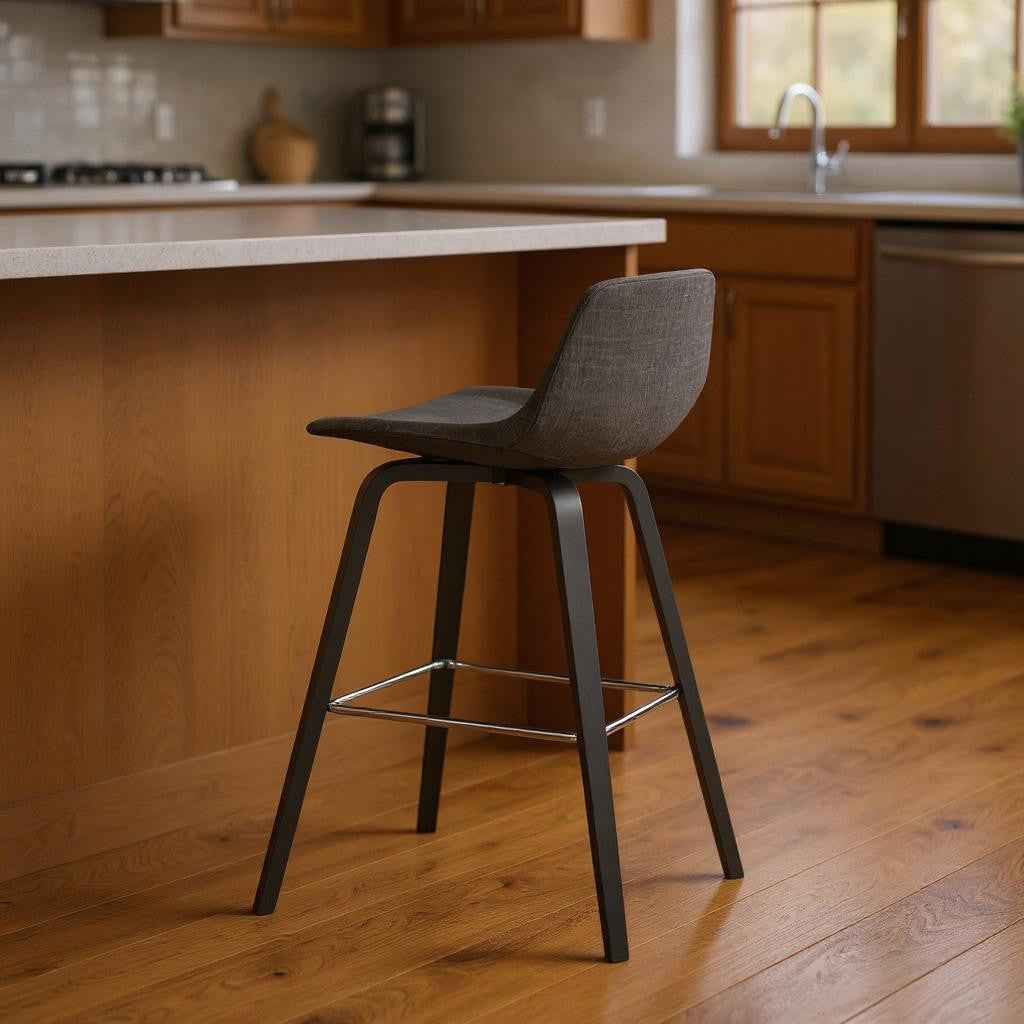 28" Gray Wood Backless Counter Height Bar Chair