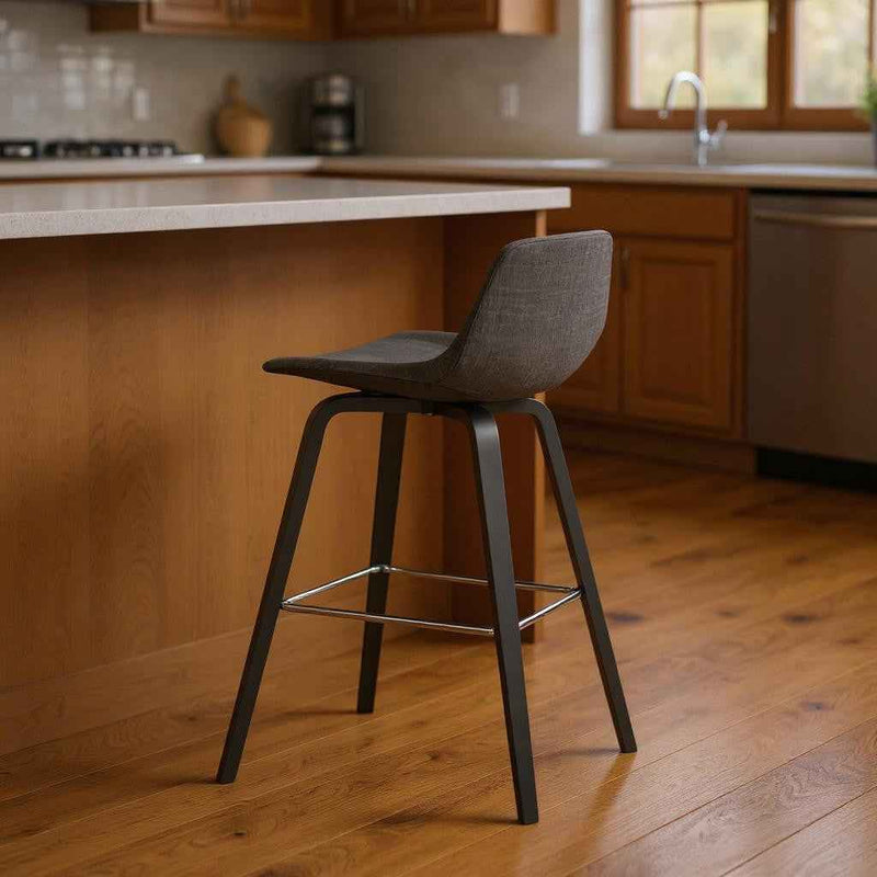 28" Gray Wood Backless Counter Height Bar Chair