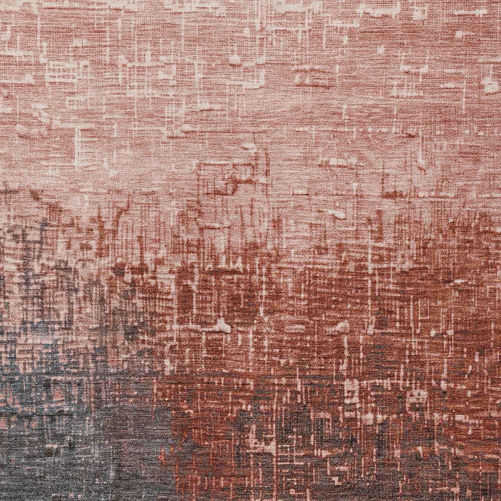 9' X 12' Blush And Dark Gray Ombre Washable Indoor Outdoor Area Rug
