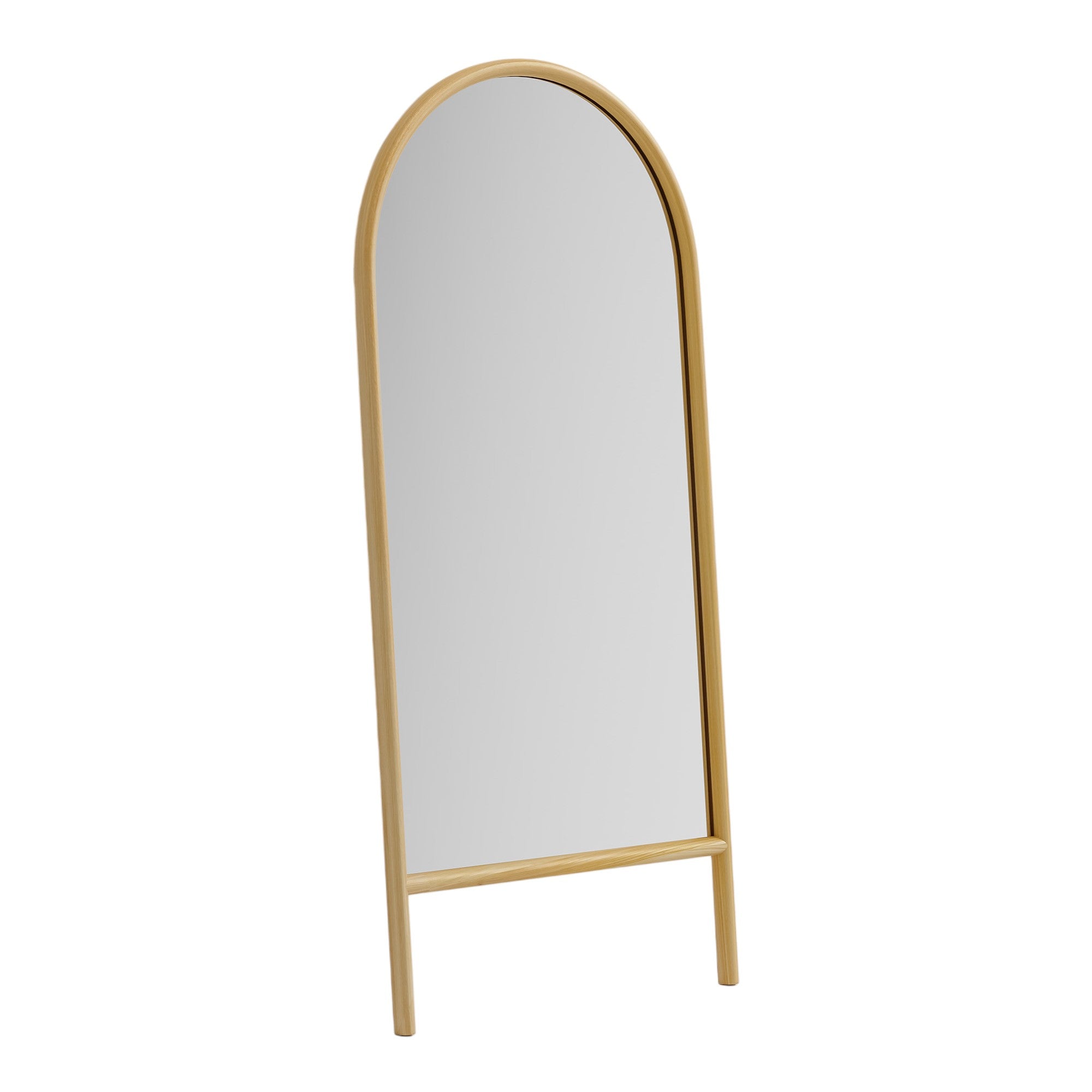 71" Natural Solid Wood Arch Freestanding Framed Full Length Mirror - Bed & Bath