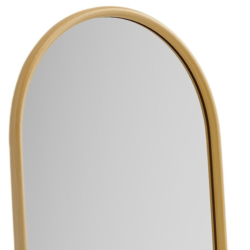 71" Natural Solid Wood Arch Freestanding Framed Full Length Mirror - Bed & Bath
