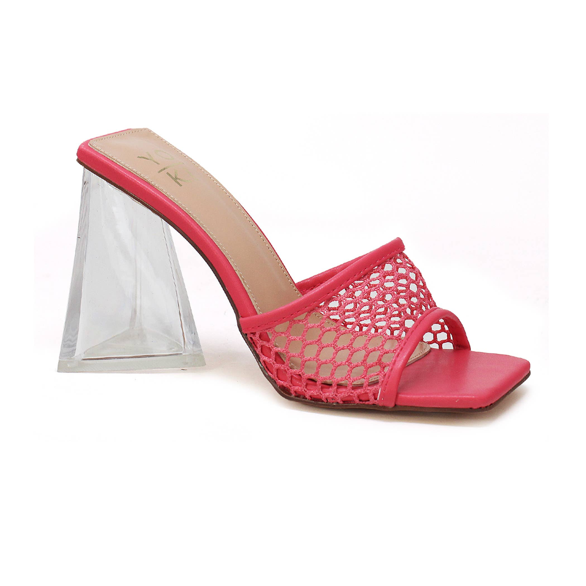 Yoki DRAYA-05 Women's Clear heel Triangle Mesh heels Footwear