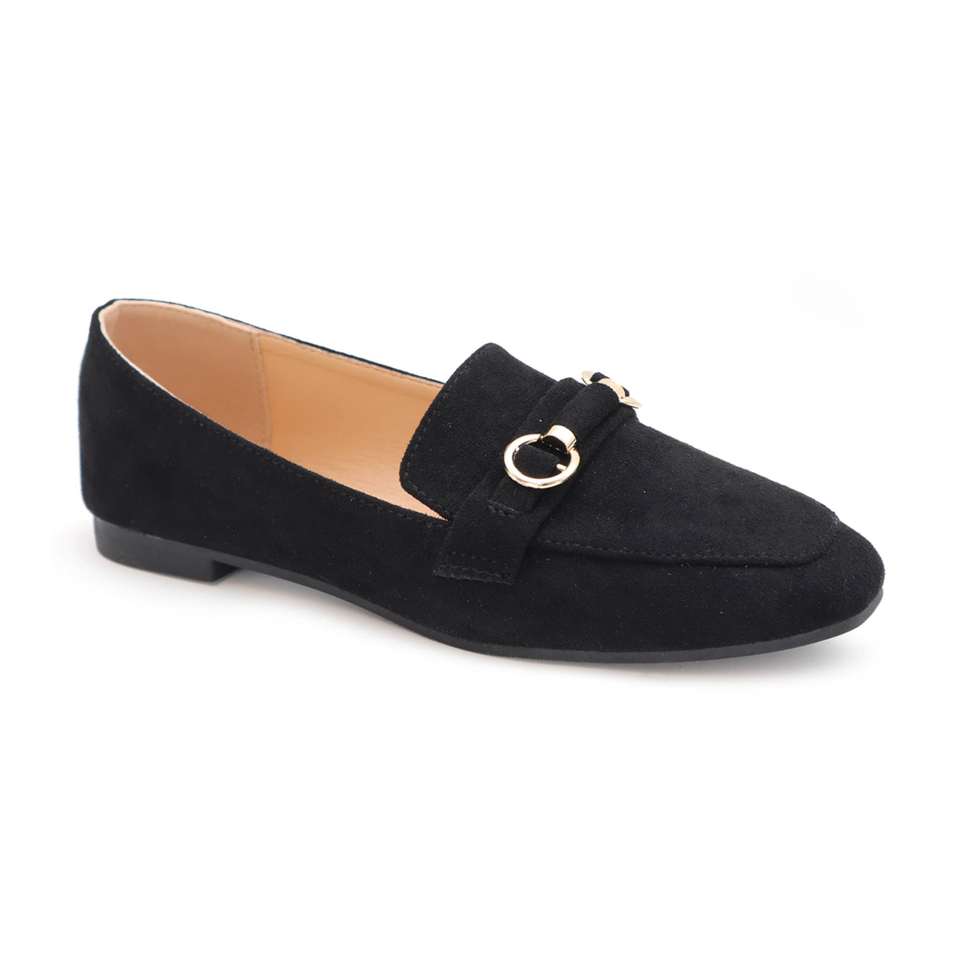 YOKI Women's Flat Micro fabric Loafers With Ring buckle Footwear