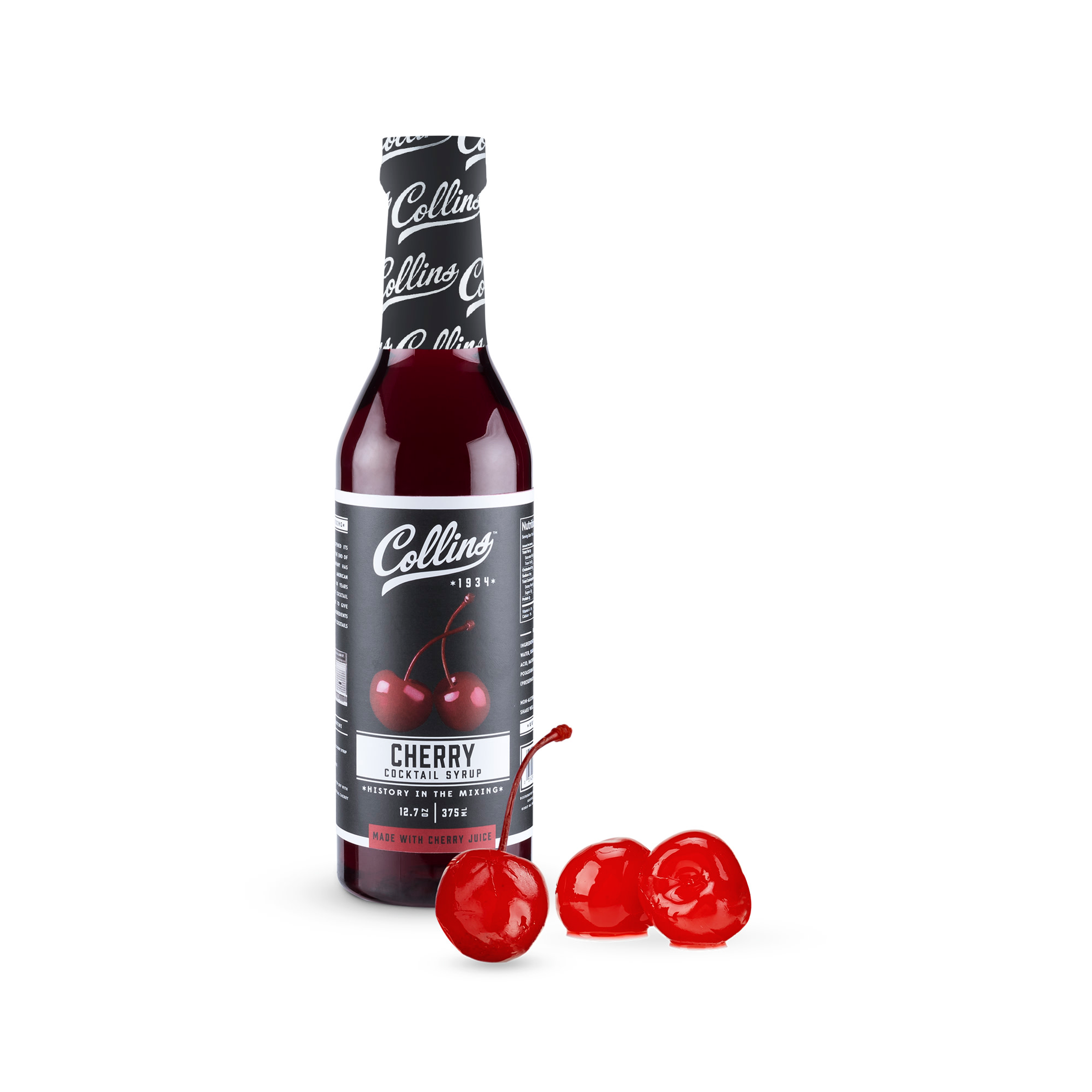 12.7 oz. Cherry Cocktail Syrup by Collins - Black / 1 - Food & Drink