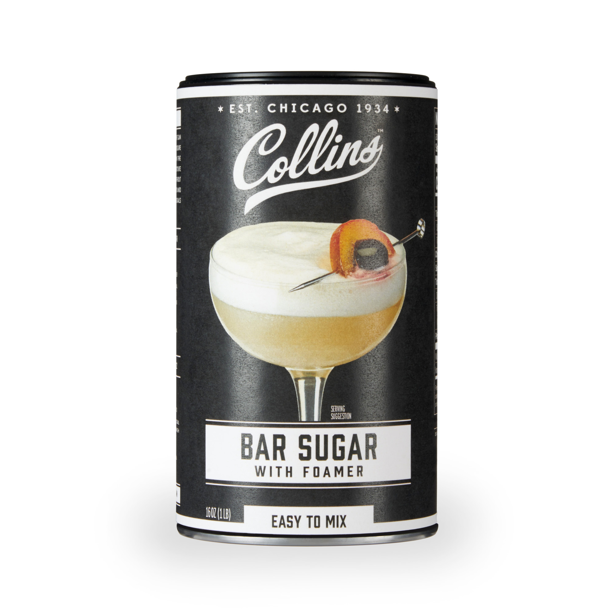 16 oz. Bar Sugar with Foamer by Collins - Black / 1 - Food & Drink