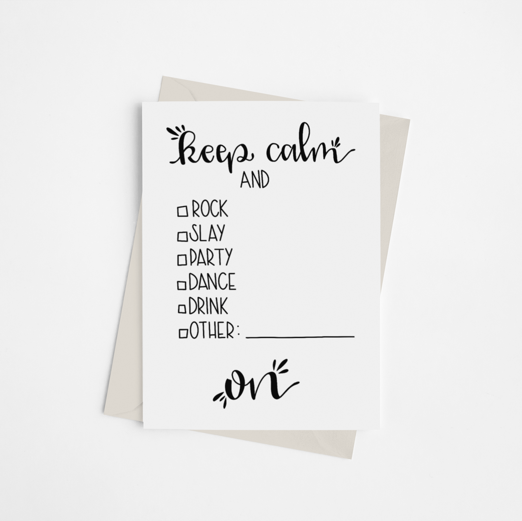 "Keep Calm and..." Checklist - Greeting Card - Pack of 10 - Apparel and Accessories