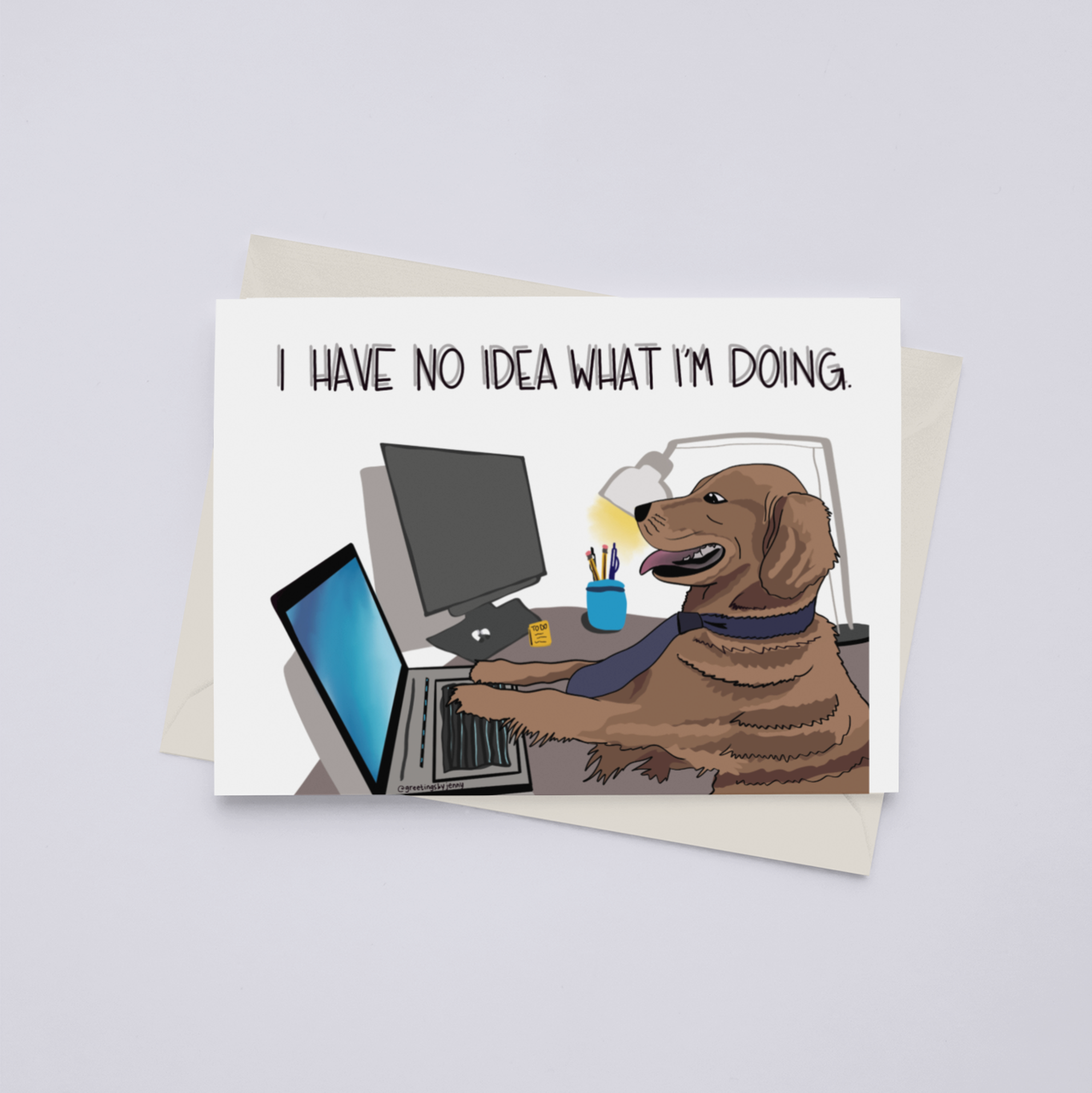 "I Have No Idea What I'm Doing" Dog [meme] - Greeting Card - Pack of 3 - Apparel and Accessories