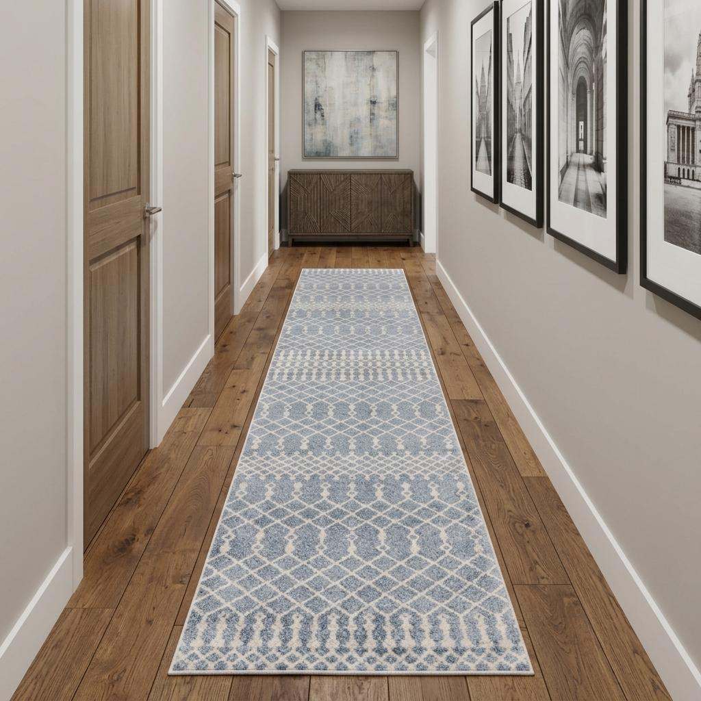 12' Blue Moroccan Runner Rug - Home & Garden