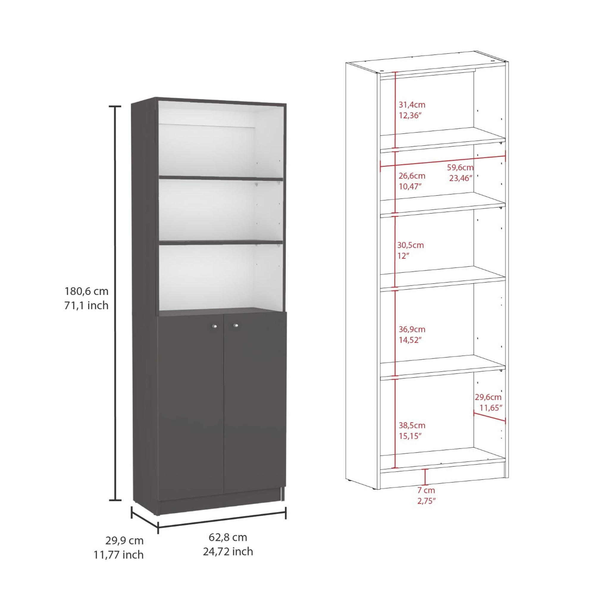 Home 2-Door Bookcase Home & Garden