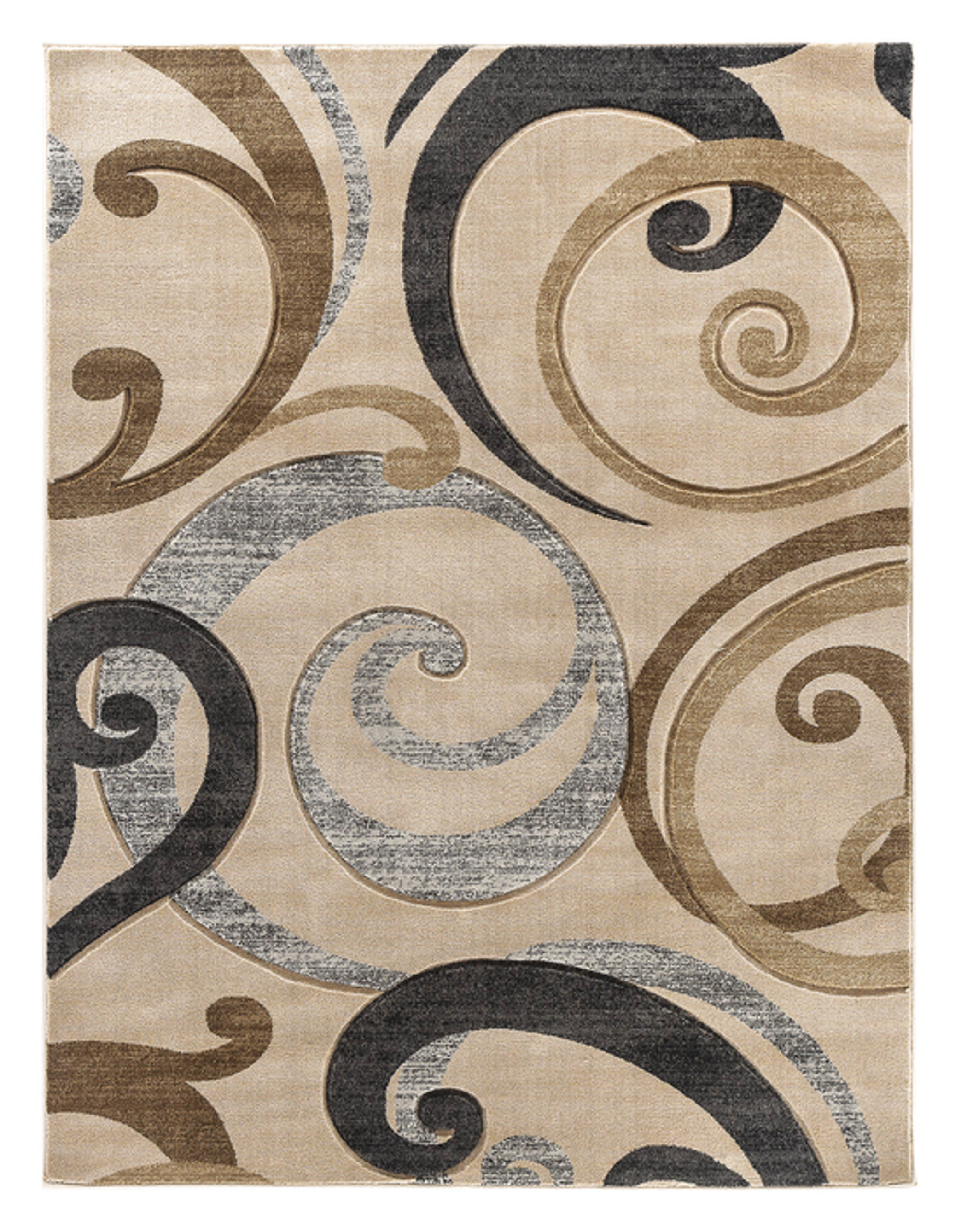 3'8" x 5'6" Beige Swirls Hand-Carved Soft Contemporary Rug - Grey / 1 / 3'8" x 5'6" - Home & Garden