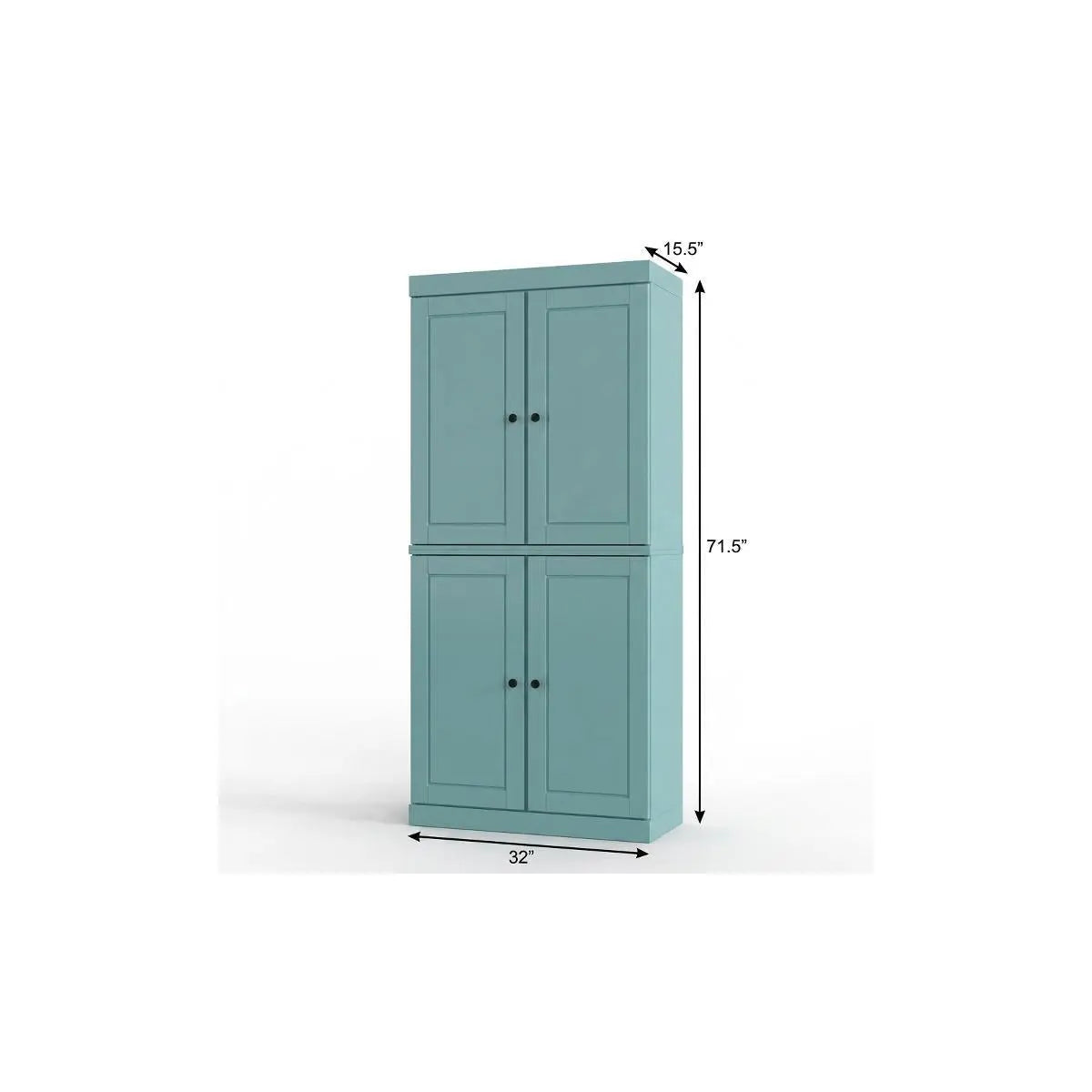32" Aqua Solid Wood Free Standing Four Door Linen Cabinet Homeroots Organization