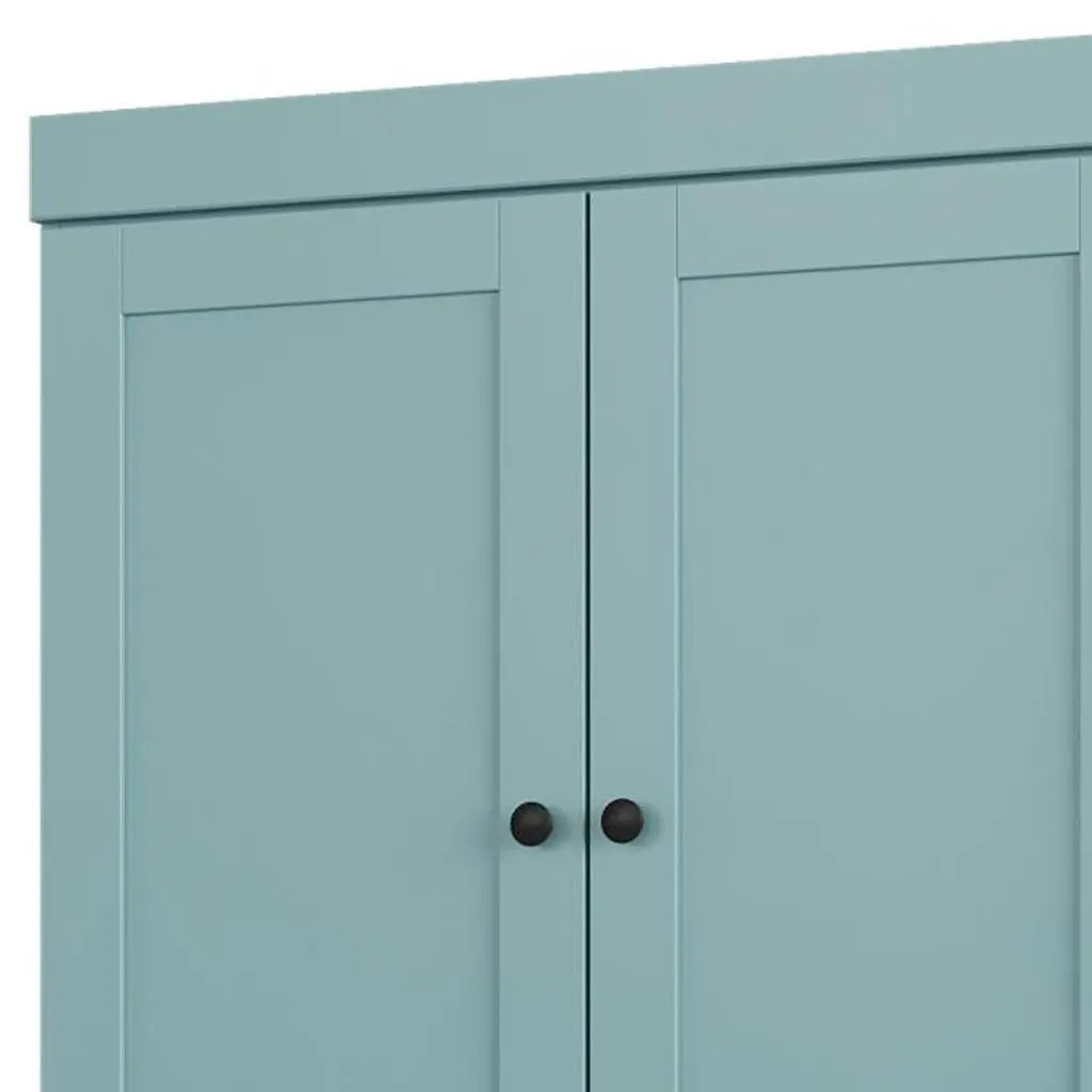 32" Aqua Solid Wood Free Standing Four Door Linen Cabinet Homeroots Organization