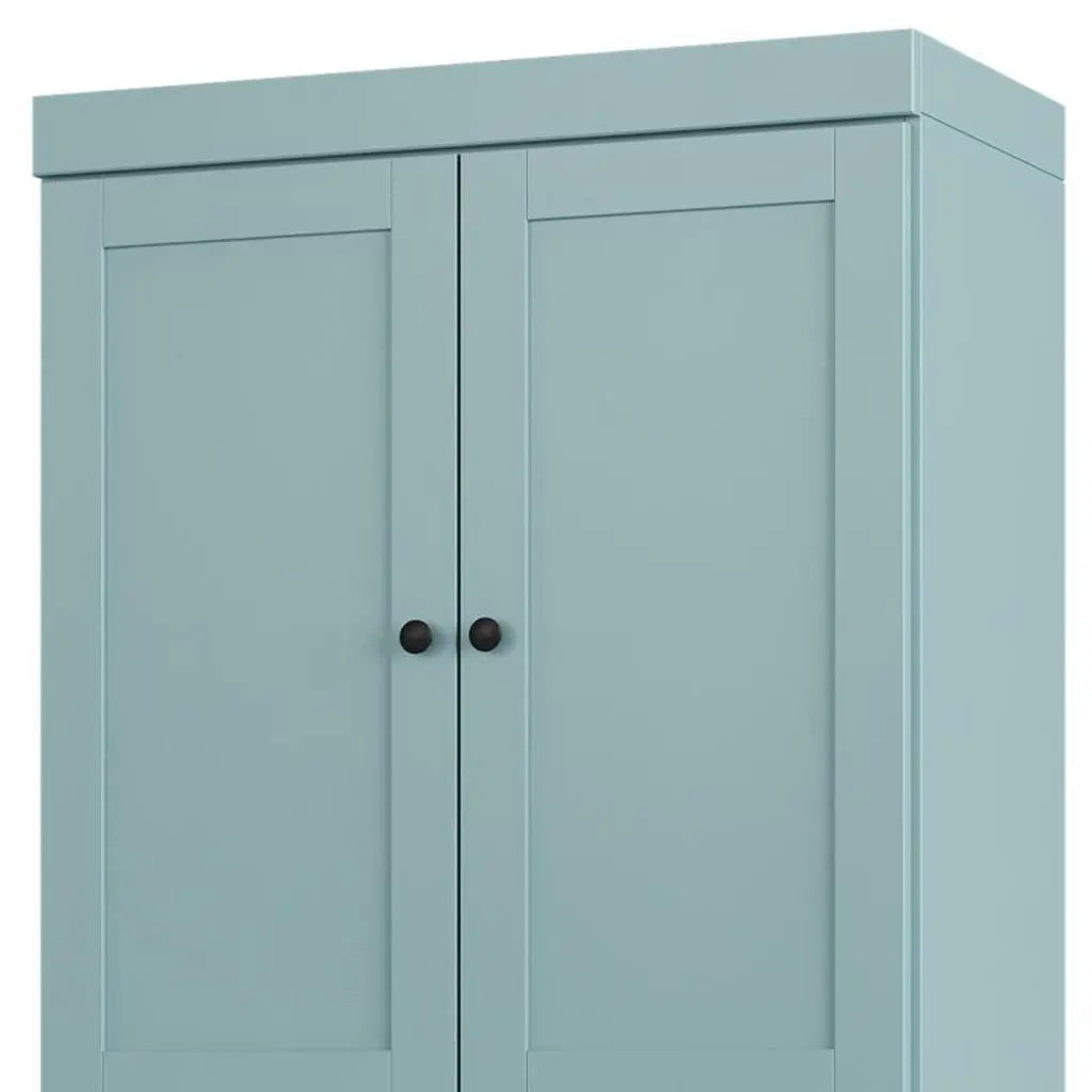 32" Aqua Solid Wood Free Standing Four Door Linen Cabinet Homeroots Organization