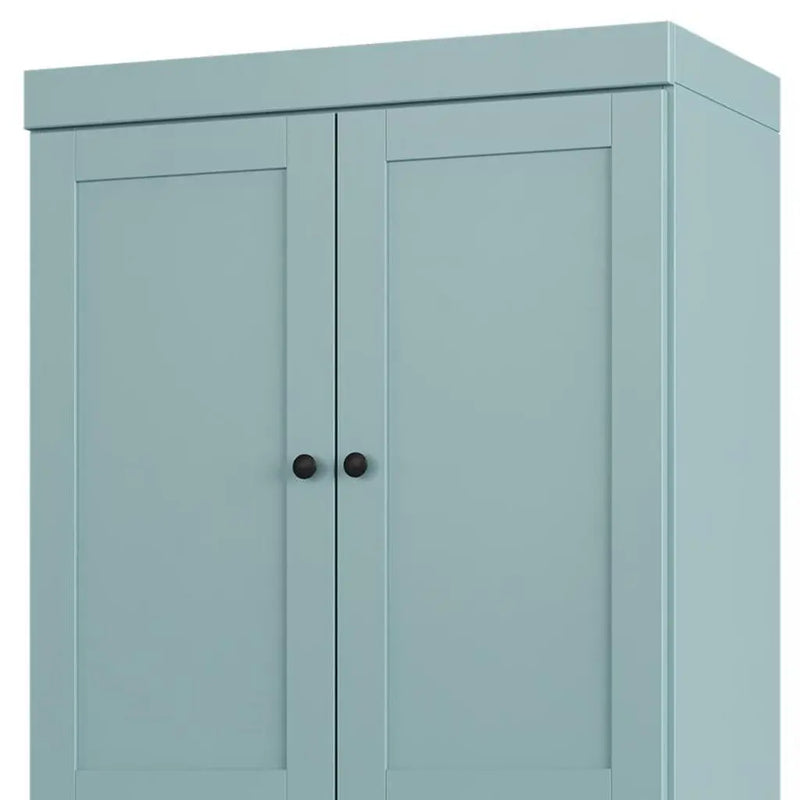 32" Aqua Solid Wood Free Standing Four Door Linen Cabinet Homeroots Organization