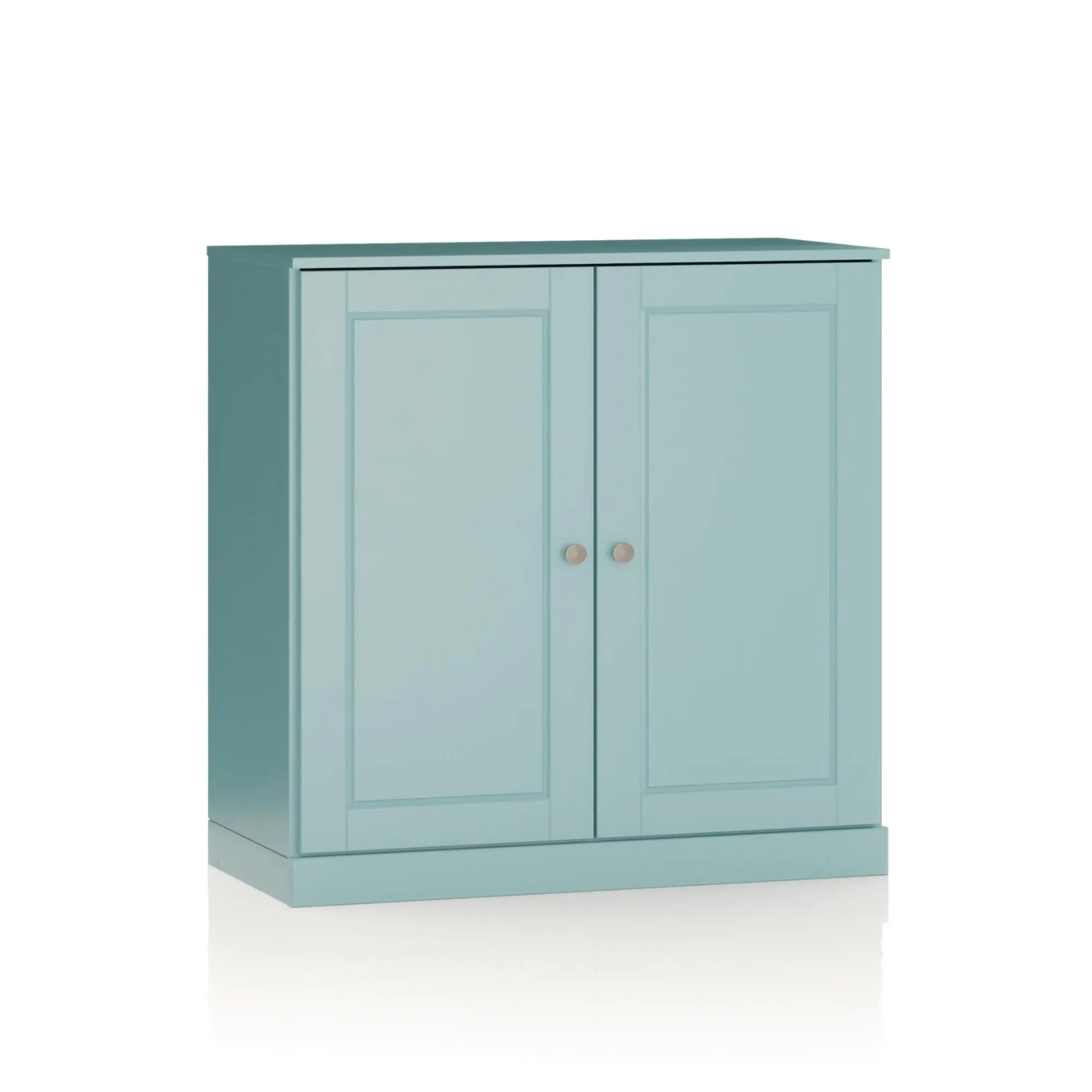 32" Aqua Solid Wood Raised Panel Double Door Linen Cabinet Homeroots Organization