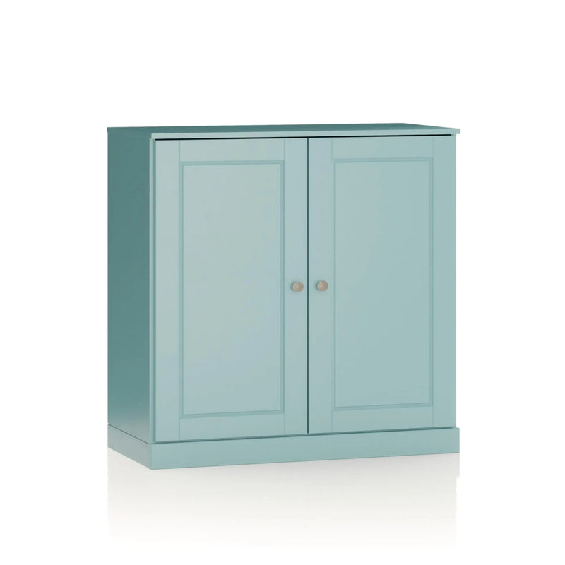 32" Aqua Solid Wood Raised Panel Double Door Linen Cabinet Homeroots Organization