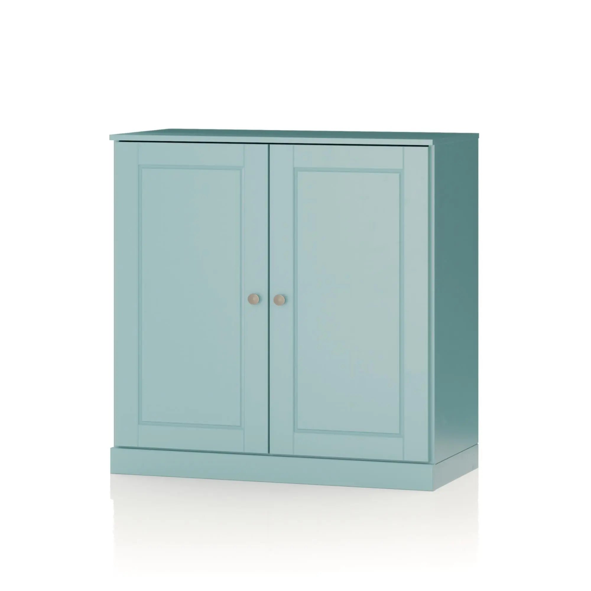 32" Aqua Solid Wood Raised Panel Double Door Linen Cabinet Homeroots Organization