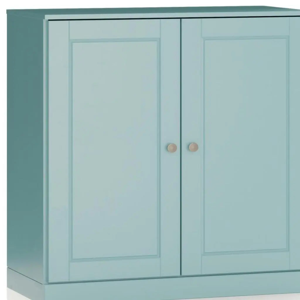 32" Aqua Solid Wood Raised Panel Double Door Linen Cabinet Homeroots Organization